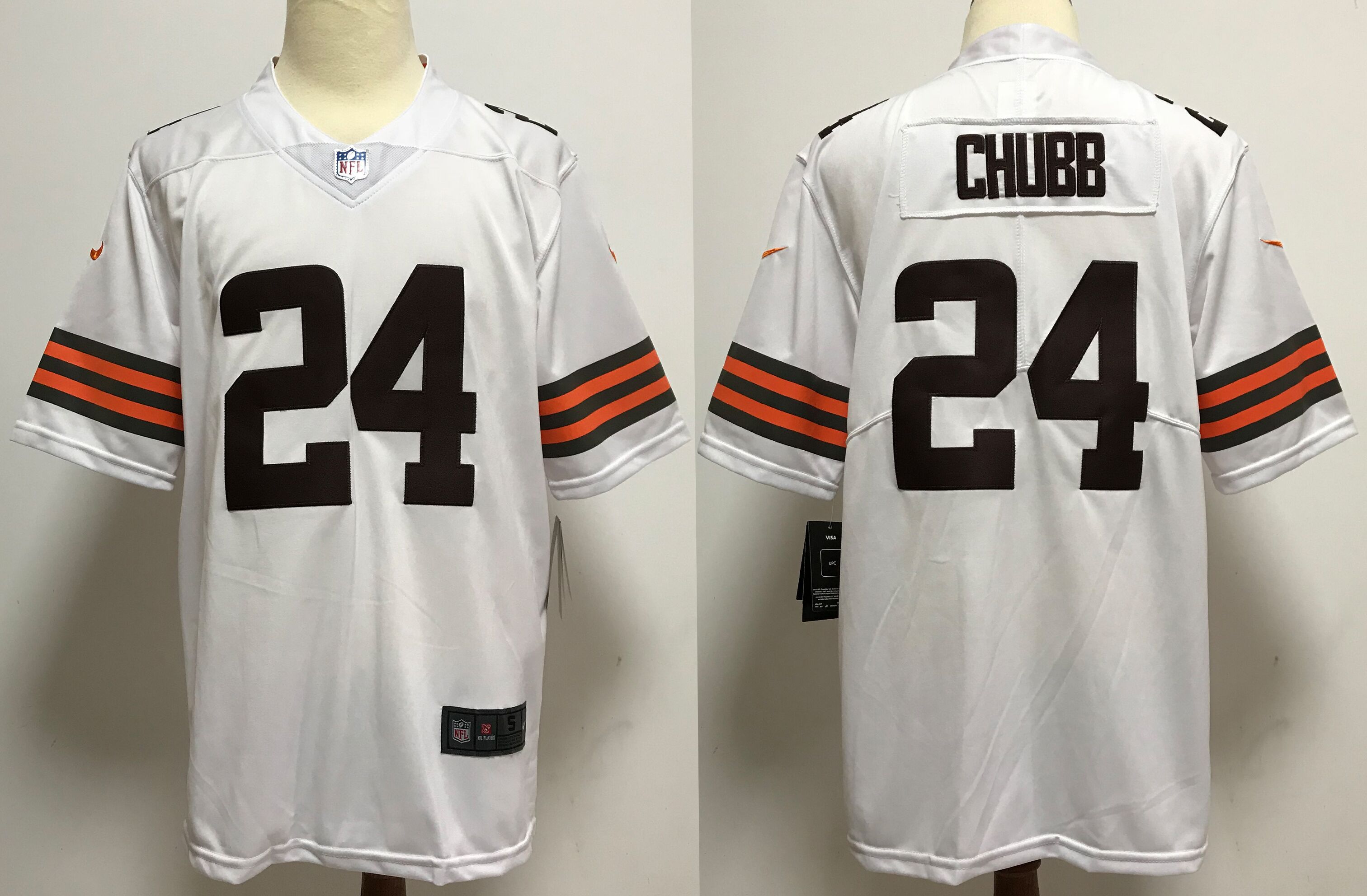 Men Cleveland Browns #24 Chubb White Nike Vapor Untouchable Stitched Limited NFL Jerseys